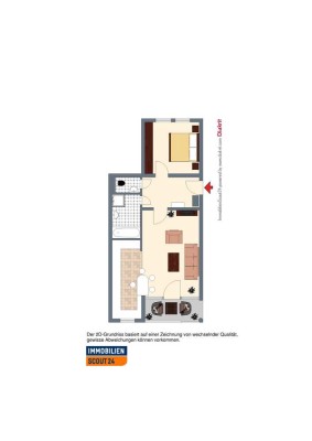 Helle 2 Zimmer Wohnung  mit Balkon in Korb