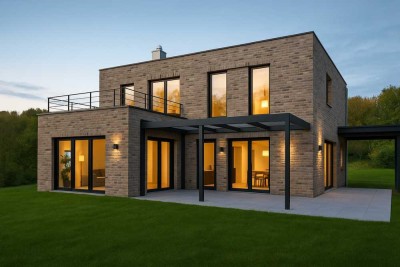 Geradlinig gedacht – zweigeschossiges Architektenhaus mit Flachdach!