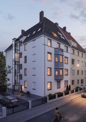 Neu ausgebautes KfW-55Dachgeschoss · Erstbezug · Außenaufzug · Innenstadt · Ausklappbarer Dachbalkon