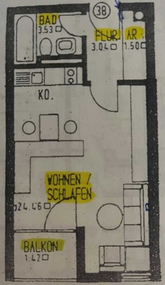 1-Raum-Wohnung mit EBK in Nürnberg