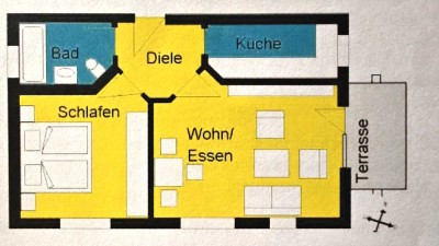 Sonnige 2-Zimmer-Wohnung mit Terrasse und EBK in Rottenburg-Ergenzingen