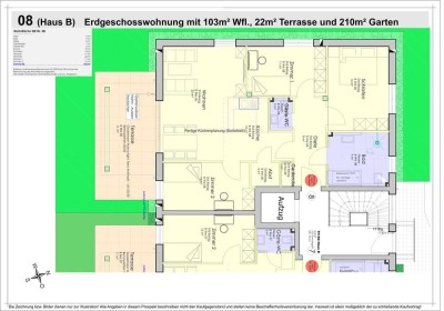 B08 -   103m² Gartenwohnung mit überdachter Terrasse & 210m² großem Privatgarten