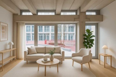 Loft-Feeling: Studio-Apartment mit offenem Wohnkonzept, EBK und Freisitz