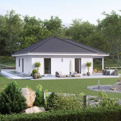 Genießen Sie Ihren Feierabend auf der überdachten Terrasse.  Traumhaus mit Grundstück