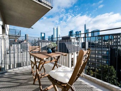 * NEUBAU* 1 Zi.-Apartment m. Skylineblick-Balkon, EBK, Parkett in zentraler Citylage Nähe Mainufer