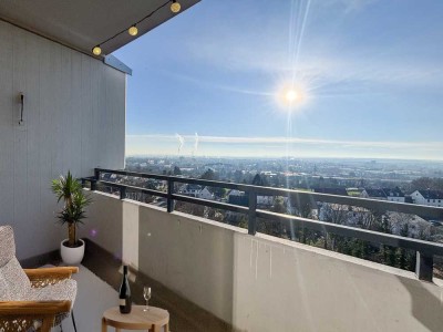 Einzigartiges Wohnen in der 10. Etage: Top saniertes 1 Zi.-Appartement mit Fernblick über Wiesbaden.