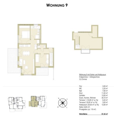 Promenandenensemble "Truderinger Wald" - 3,5-Zimmer-Gartenwohnung und Hobbyraum - Whg 9