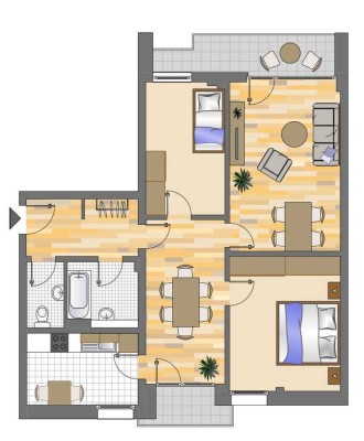 Frisch renovierte 3 Zimmer