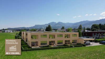 NEU - Feldkirch Gisingen Guldenäcker - Vollholz Reihenhaus mit 5 Zimmer, Garten und Carport, Top Lage