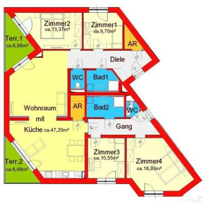 großzügige 5-Zimmer-Neubauwohnung mit zwei kleinen Terrassen und Tiefgarage im Villenvierteln zwischen UNI und LKH - Nähe Hilmteich