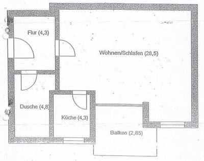 Helle 1-Zimmer Wohnung mit Balkon im 5. OG in Kaufering