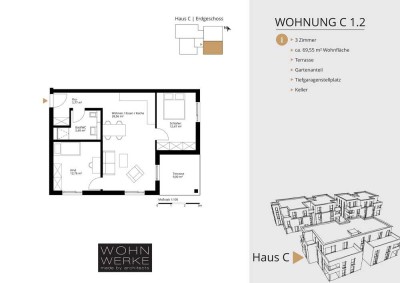 Whg C 1.2. - 3 Zimmer - Erdgeschoss mit ca. 52 m² Gartenanteil