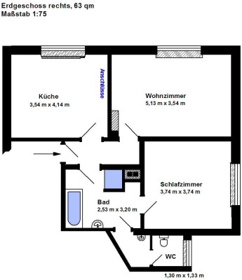 2-Zimmer Wohnung, geeignet für Single oder Paar, keine Haustiere, Nichtraucher