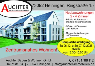 Bauplatzbes. Sa 06.12.+So 07.12., 13.30-15.00 Uhr!  4 Zi-Wo im 2.OG+DG mit Terrasse (Wo 18)