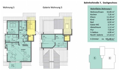 4 Zimmerwohnung Dachgeschoss mit Tiefgaragen- und Außenstellplatz