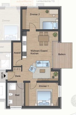 Dreizimmerwohnung, mit Balkon und Personenaufzug im 2. OG, in ruhiger Wohnlage am Kocher