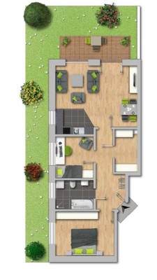 3-Zimmer-Erdgeschosswohnung Kfw 55 mit Terasse, Garten und EBK in Scheeßel