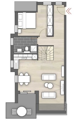 Erstbezug mit Balkon und EBK: Stilvolle 3,5-Raum-Maisonette-Wohnung mit geh. Innenausstattung