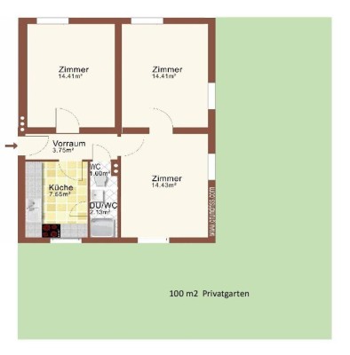 Teilmöblierte Gartenwohnung - sofort beziehbar - Heizkosten inklusive