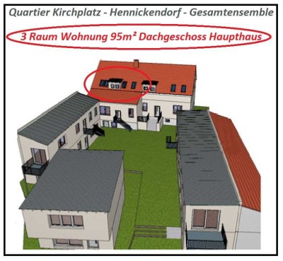 !! Sehr schöne 3 Raum Dachgeschosswohnung 95m² in Hennickendorf nahe Berlin zu verkaufen mit Kamin