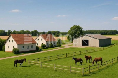 Zwei Häuser, ein landwirtschaftlicher Betrieb und 25 ha Grundstück