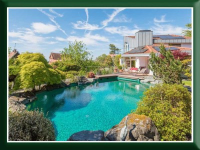 Villa mit Pool in bester, oberster Hanglage, Brennstoffzellenheizung, viel Solar, 3-fach Verglasung