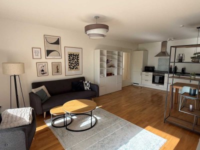 Hochwertig möblierte Neubau-Wohnung, hell & ruhig, alles inkl., TG-Stellplatz, barrierefrei, Garten