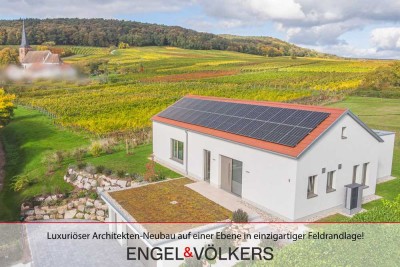 Design trifft Natur – luxuriöser Architekten- Neubau auf einer Ebene in einzigartiger Feldrandlage!