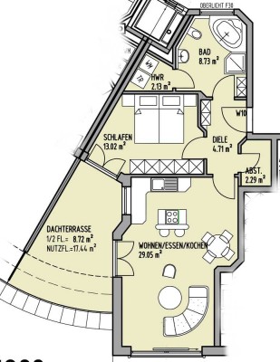 Helle 2 - Zimmer - Wohnung mit Dachterrasse im Cegléd-Park in Mühldorf am Inn