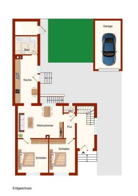 Geschmackvolle Erdgeschosswohnung mit Garten und Einbauküche in Bürstadt