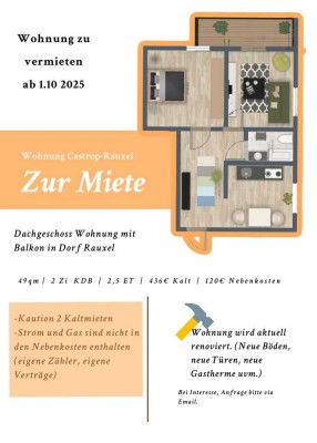 Vollständig renovierte 2-Raum-Wohnung mit Balkon in Castrop-Rauxel