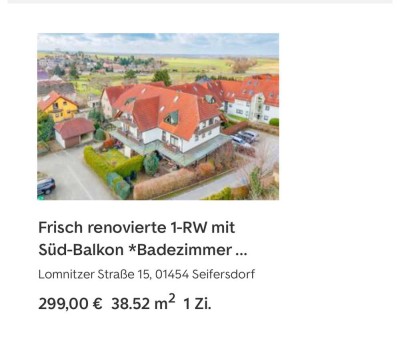 Ansprechende 1-Zimmer-Wohnung mit Balkon in Seifersdorf