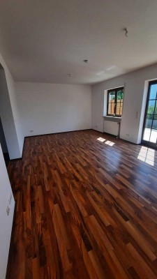 Renovierte Einzimmer-Wohnung mit offenem Wohnbereich und sonniger Terrasse im Grünen