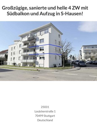 Großzügige, sanierte und helle 4,5 ZW mit Südbalkon und Aufzug in S-Hausen!