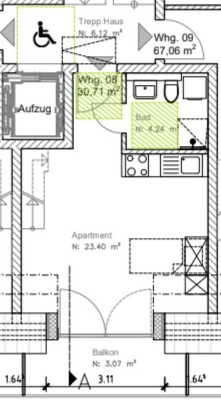 Barrierearme 1-Zimmer-DG-Wohnung mit Aufzug und EBK in Süderbrarup