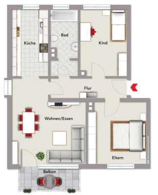 Renovierte 3-Zimmer-Wohnung im 2. OG mit Balkon in Mainz Kastel