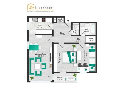 3-Zi. Erdgeschoss-Wohnung mit Lift, Balkon und Bergblick