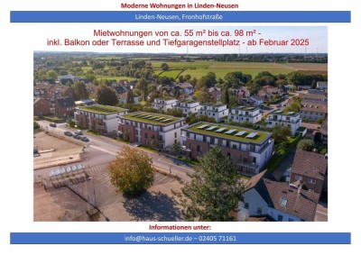 Wohnen mit Komfort! 2-Zimmer-Wohnung mit Terrasse! Erstbezug!