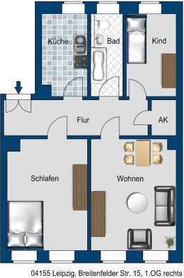 Frisch sanierte 3 Raum Wohnung zu vermieten