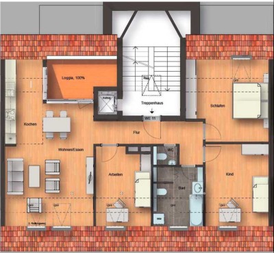 Dachgeschosswohnung mit Loggia-Balkon – hell, ruhig, stadtnah