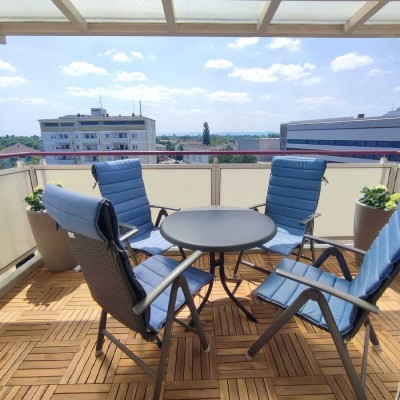 Helle, neu möblierte 1-Zimmerwohnung mit toller Aussicht über Ludwigshafen