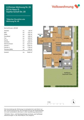 Ideal für Familien, 4-Zimmer-Wohnung mit Gartenanteil (Nr. 25)