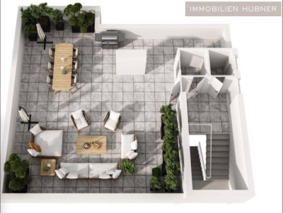 Rooftopterrasse von 73m2 mit top renovierter Wohnung, nahe Maurer Hauptplatz (mit Garage)