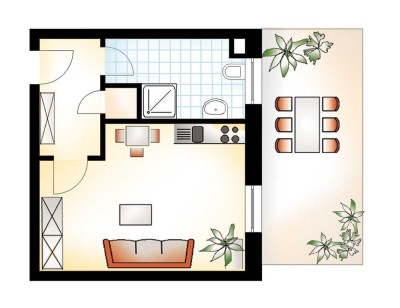 Single-Appartement für Sonnenanbeter