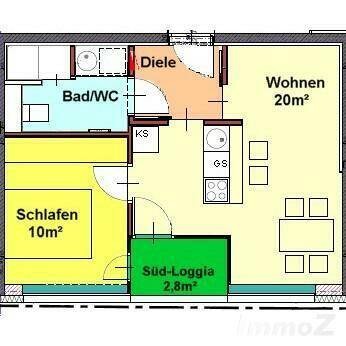 Kleines Wohnstudio mit Süd-Loggia in Bestlage bei TU