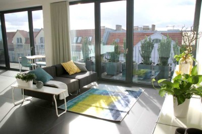 Dachgeschoss Loft Apartment, Balkon mit Blick auf Fernsehturm, möbliert, provisionsfrei