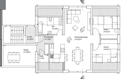 3 Zimmer Dachgeschosswohnung mit Dachterrasse in Großenlüder