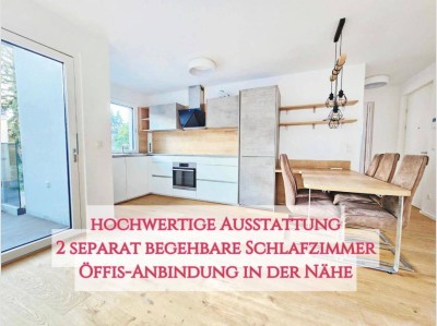 Moderne Wohnung (Bj. 2020): 2 separat begehbare Schlafzimmer+Wohnküche+Balkon