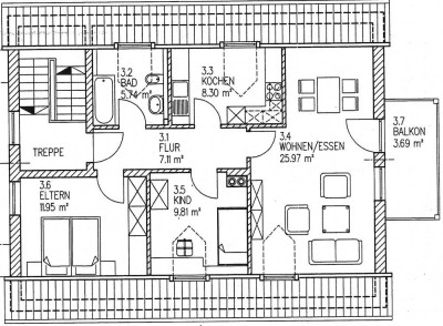 Schöne 3-Zimmer-Wohnung mit Balkon in Thalmassing