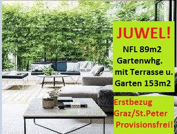 ERSTBEZUG:Reduzierter Baustartpreis! 89m2 Juwel einer Gartenwohnung mit Terrasse und 153m2 Sonnengarten,PROVISIONSFREI